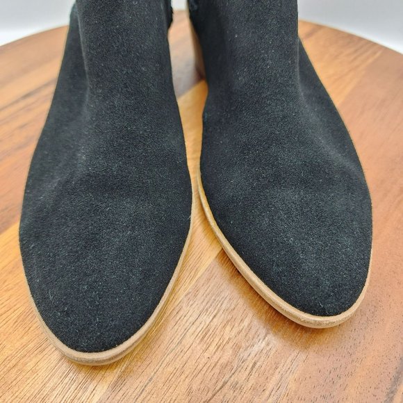 Dolce Vita Booties Keiton Ankle 8 Black Suede Leather Pointed Toe Stacked Heel - Picture 10 of 13